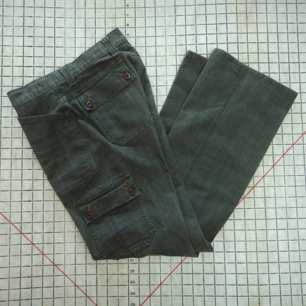 WILLIAM B Pants Jeans Olive Green Cargo Boot Cut  Straight sz 10 Stretch